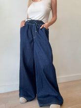Load image into Gallery viewer, Aje Studio - Sadie Cotton Wide Leg Jeans w Elastic Waist - Dark Denim - 8 - nwt RRP$199
