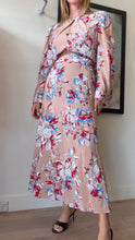 Load image into Gallery viewer, Scanlan Theodore - Silk LS Red/Blue  Floral Print w Belt Dress - Nude - 12
