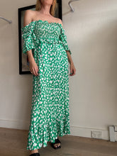 Load image into Gallery viewer, Kitri - Ruched Bust Flutter Slv Maxi Dress - Green - 10
