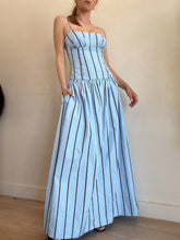 Load image into Gallery viewer, Shona Joy - Saxon Panelled Bustier Bather Stripe Maxi Dress - Blue - 6
