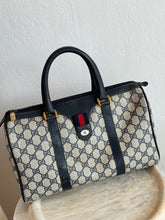 Load image into Gallery viewer, Vintage Gucci  - Boston GG Logo Bag - Navy - Medium
