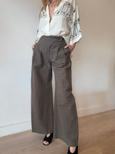 Load image into Gallery viewer, Insis - Asymmetric Cotton/Linen  Wide Leg Pant - Khaki - S - RRP$227
