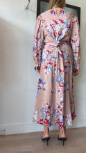 Load image into Gallery viewer, Scanlan Theodore - Silk LS Red/Blue  Floral Print w Belt Dress - Nude - 12
