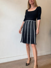 Load image into Gallery viewer, Herve Leger - Knit Square Neck Midi Dress w White Trim &amp; Piping - Black - M
