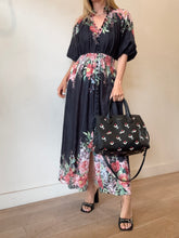 Load image into Gallery viewer, Zimmermann - Bellitude Shirred Waist Midi Dress - Navy w florals - 1 - RRP$795

