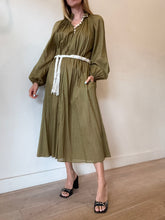 Load image into Gallery viewer, Zimmermann - Cassia Crinkle Shirt Midi Dress - Olive Green - 1 - bnwt - RRP$595
