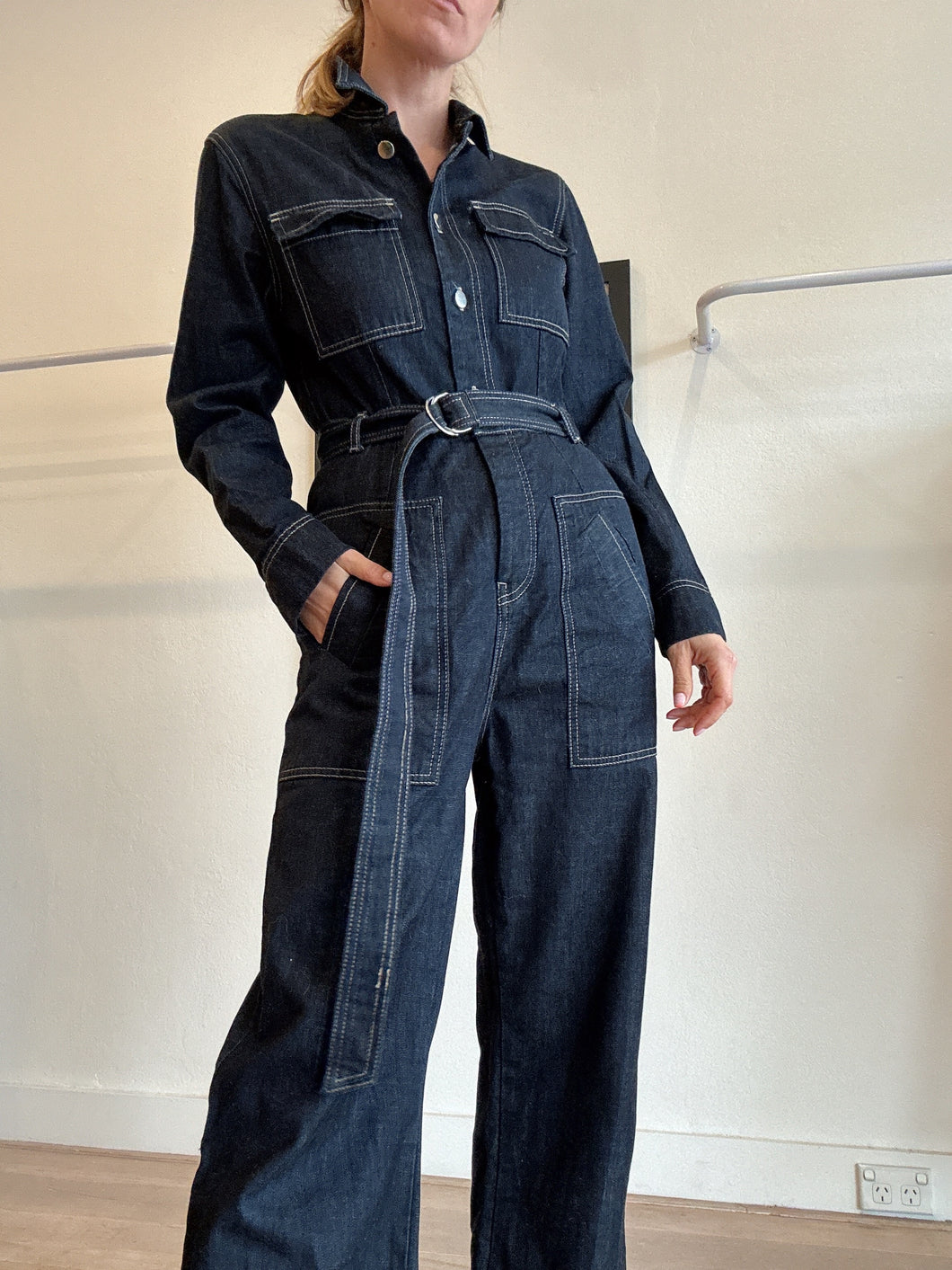 Aéryne - Birkin Denim Jumpsuit - Dark Denim - M