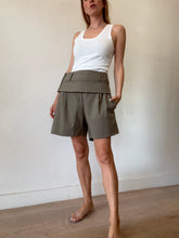 Load image into Gallery viewer, Christopher Esber - Lightweight Suiting Double Belted Shorts - Khaki - 12 - NWT -
