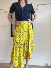 Load image into Gallery viewer, Preen By Thornton Bregazzi - Frilly Midi Skirt - Yellow -w small florals  S
