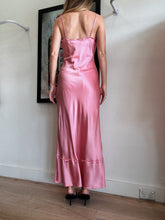 Load image into Gallery viewer, Hansen &amp; Gretel - Satin Slip Dress w Ruffle Bust Detail - Pink - M
