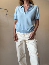 Load image into Gallery viewer, Assembly Label - Cotton Cashmere Blend SS Polo Shirt - Blue - 10

