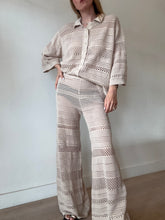 Load image into Gallery viewer, Mr Mitten - Open Weave Knit SS Shirt &amp; Wide Leg Pants Set - Sand - XS/S
