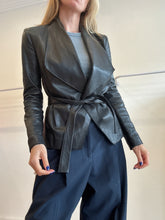 Load image into Gallery viewer, Kookai - Tie Up Leather Jacket w belt - Black - 34(6)
