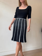 Load image into Gallery viewer, Herve Leger - Knit Square Neck Midi Dress w White Trim &amp; Piping - Black - M
