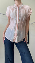 Load image into Gallery viewer, Zimmermann - Matchmaker Embellished Linen &amp; Silk  Blend SS Shirt - Pink - 2 - RRP$ 1435
