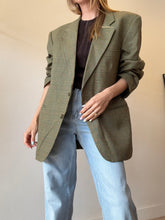 Load image into Gallery viewer, Kurt Geiger - Wool Blazer w Shoulder Pads - Olive Green Check - 14
