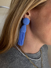 Load image into Gallery viewer, Oscar de la Renta - Renta Beaded Tassel Clip On Earrings - Blue
