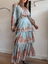 Load image into Gallery viewer, Zimmermann - Devi Paisley Print LS Cotton Voile Blouse &amp; Tiered Midi Set w Belt  - Mint - 2
