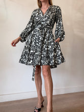 Load image into Gallery viewer, Oroton - Juniper Botanical Print Silk Mini Dress w belt - Black - 6 - RRP $640
