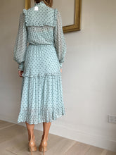 Load image into Gallery viewer, Zimmermann - Silk Polka dot Midi dress w belt - Blue w black polka - 0
