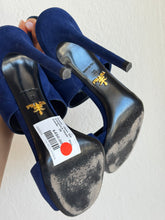 Load image into Gallery viewer, Prada - Open Toe Slingback Heels - Blue Suede - 38
