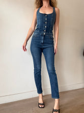 Load image into Gallery viewer, Red Valentino - Button Up Sleeveless Denim Jumpsuit - Mid Denim - 38
