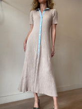 Load image into Gallery viewer, Jillian Boustred - SS Ribbed Knit Midi Dress - Oat w Blue Collar -  S
