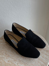 Load image into Gallery viewer, Jimmy Choo - Suede Loafers - Black w gold heel - 39 - new w box
