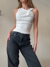 Load image into Gallery viewer, Chosen by Tuchuzy - Knot Detail Ribbed Tank - White - S
