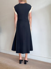 Load image into Gallery viewer, Proenza Schouler - Knit V-neck Button side Maxi Dress - Black/Cream Trim - S

