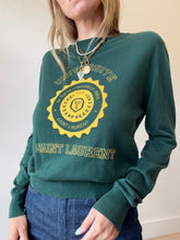 Load image into Gallery viewer, Saint Laurent - University Cotton Logo Sweatshirt - Green/Yellow - XS
