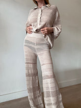 Load image into Gallery viewer, Mr Mitten - Open Weave Knit SS Shirt &amp; Wide Leg Pants Set - Sand - XS/S
