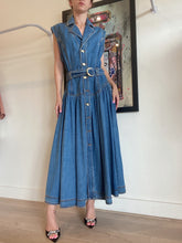 Load image into Gallery viewer, Aje - Button Up  Denim Maxi dress W Belt - Denim - 16
