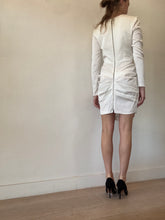 Load image into Gallery viewer, Alex Perry - Ruched Satin LS Mini Dress - White - 10
