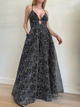 Load image into Gallery viewer, (current) Scanlan Theodore - Cornelli Gathered Gown - Black/Stone Swirls - 8- RRP$950
