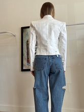 Load image into Gallery viewer, Balmain Paris - Distress Tux Style Denim Jacket - Ivory - 38 - RRP$2790
