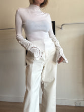 Load image into Gallery viewer, Aje - Knitwear -  Mosaic Crochet Ribbed Knit Ivory - S

