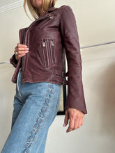 Load image into Gallery viewer, IRO - Newhan Moto Leather Jacket - Burgundy - 38 - rrp$1950
