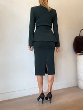 Load image into Gallery viewer, Scanlan - Crepe Knit Pencil Midi Skirt - Deep Green - S
