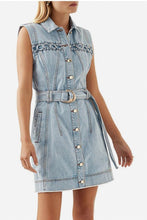Load image into Gallery viewer, Aje - Marcia Laced Denim Mini dress - Light Denim - 10
