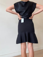 Load image into Gallery viewer, Scanlan Theodore - Crepe Knit Ruffle Hem Mini Skirt - Black - S

