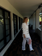 Load image into Gallery viewer, Anine Bing - Blazer Pants Suit - White  w Black Stripe- 40
