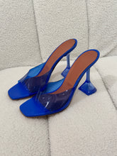 Load image into Gallery viewer, Amina Muaddi - Lupitaglass PVC Mules - Blue - 38 - box - RRP950
