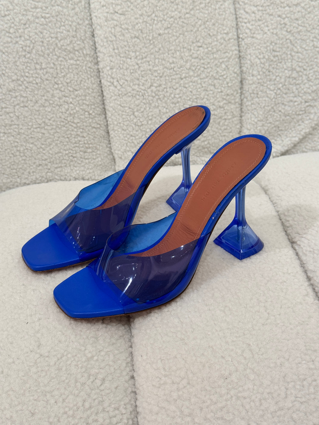 Amina Muaddi - Lupitaglass PVC Mules - Blue - 38 - box - RRP950