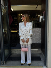 Load image into Gallery viewer, Anine Bing - Blazer Pants Suit - White  w Black Stripe- 40
