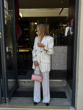 Load image into Gallery viewer, Anine Bing - Blazer Pants Suit - White  w Black Stripe- 40

