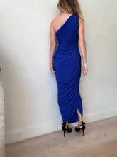 Load image into Gallery viewer, Norma Kamali - Ruched Column Maxi Dress  w Concealed Bodysuit- Blue - S
