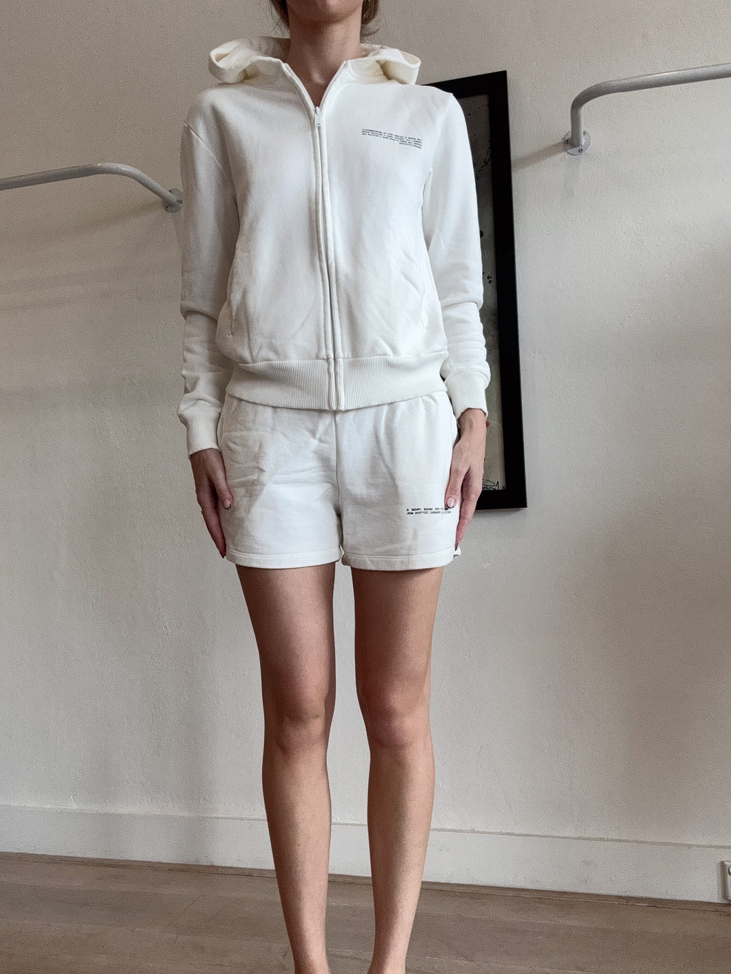 Pangaia - Zip Up Hoodie & Shorts Set - White - XS Shorts/ Hoodie M