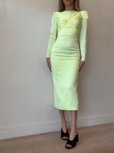 Load image into Gallery viewer, Alex Perry - LS Monroe Midi Dress - Neon Yellow - 6 - RRP$3,000
