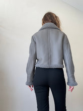 Load image into Gallery viewer, Fendi - Leather/Shearling Aviator Jacket - Grey - 40 - RRP$11,200
